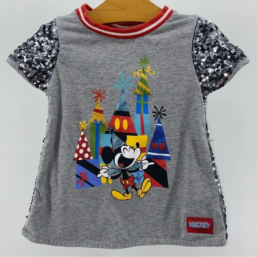 Disney Parks Mickey Mouse Celebration Sequin Back Girls Top